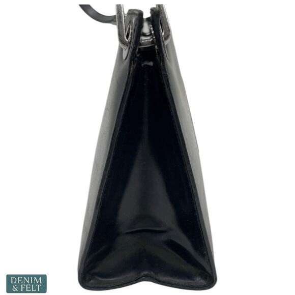 Gucci Vintage Black Patent Leather Shoulder Bag Logo Plaque Authentic Italy - Picture 6 of 16